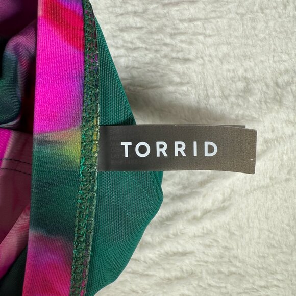 Torrid Slim Fix Underwire Lattice One Piece Swimsuit Size 2 Blur Roses Floral - Picture 3 of 6